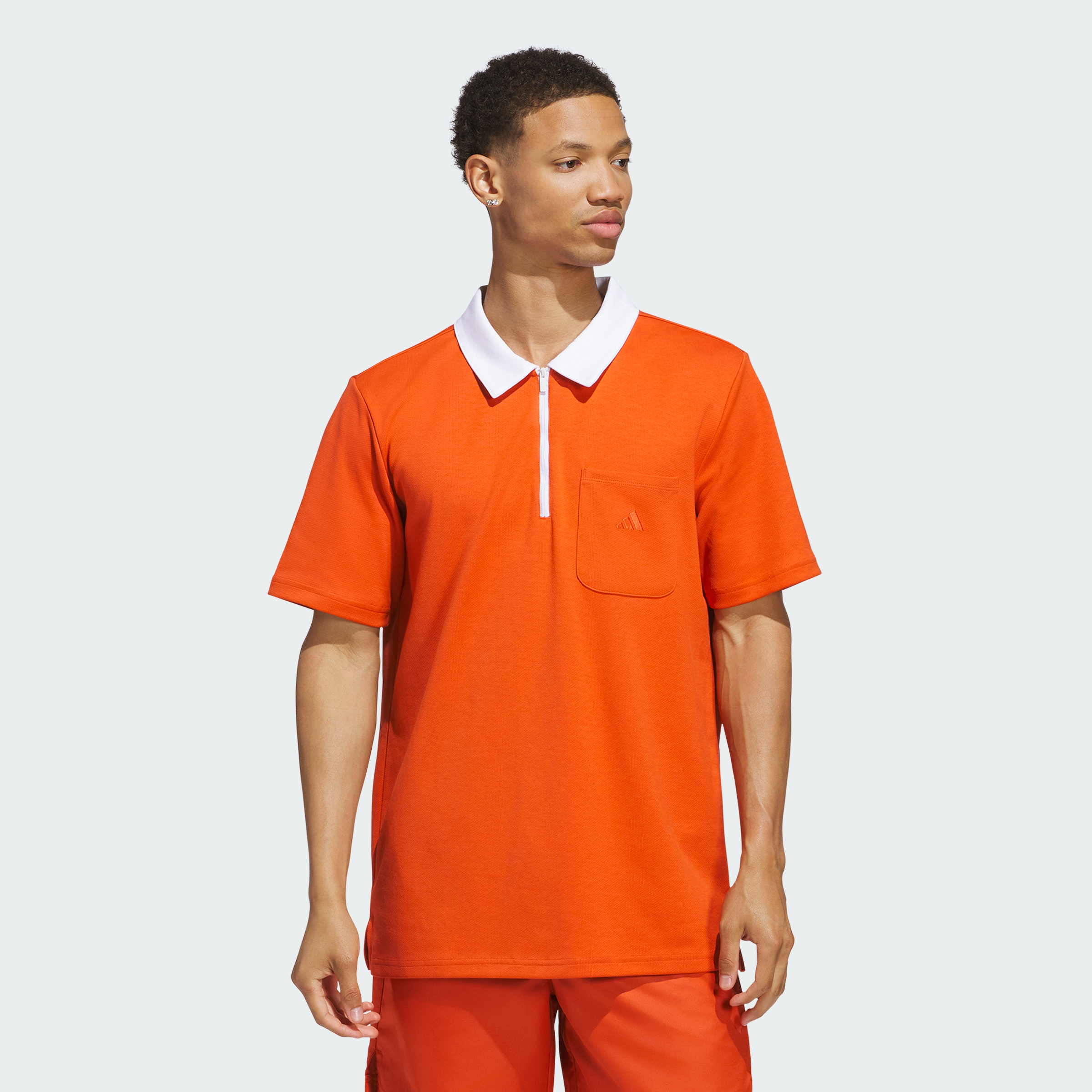 мужская рубашка поло adidas Essentials с застежкой на четверть молнии
