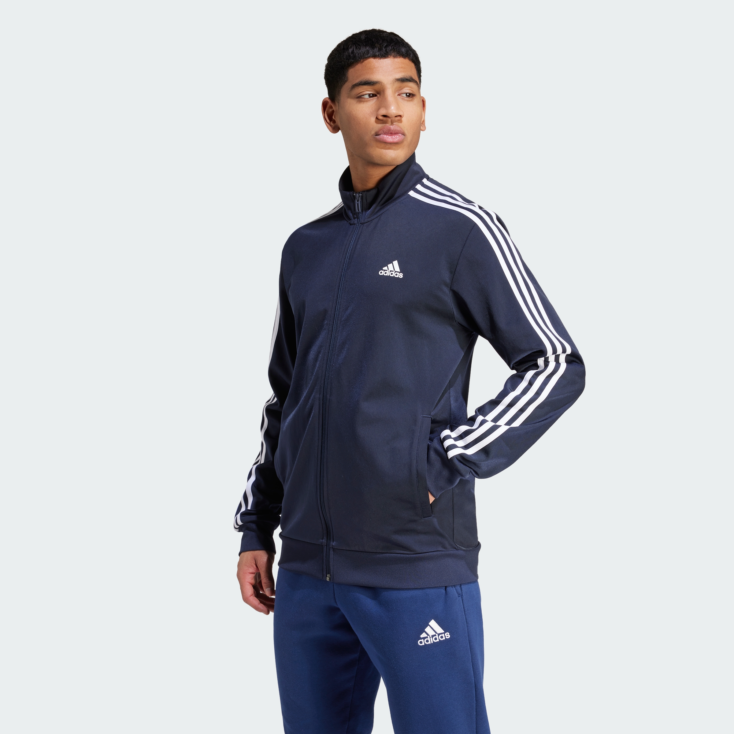 adidas men Essentials Warm-Up 3-Stripes Track Jacket | eBay