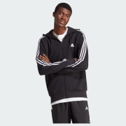 Essentials French Terry 3-Stripes Full-Zip Hoodie
