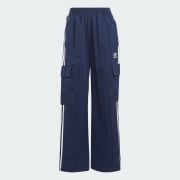adidas cargo pants 黒×水色 3ラインストレートシルエット