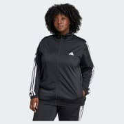 adidas Tricot 3-Stripes Track Jacket (Plus Size) - Black