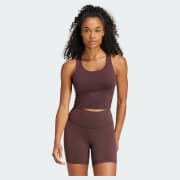 adidas All Me Medium-Support Long Line Bra Tank Top - Brown