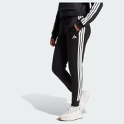 adidas Essentials 3-Stripes Fleece Slim Pants - Black | Free