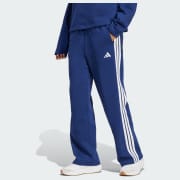 adidas Essentials 3-Stripes Open-Hem Fleece Pants - Blue