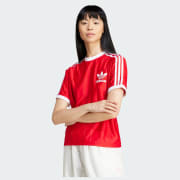 adidas Adicolor 3-Stripes Pinstripe Tee - Red | adidas Singapore