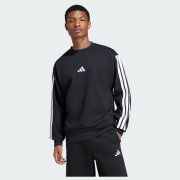 adidas Essentials 3-Stripes Fleece Sweatshirt - Black | Free