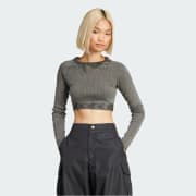 adidas Koszulka Ribbed Long Sleeve Crop - Czerń | adidas Poland