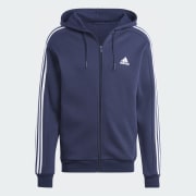 【お年玉セール特価】 Fleece Essentials Lifestyle Men's 3-Stripes Hoodie Full-Zip スケートボード