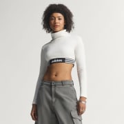 adidas 長袖クロップドトップ ホワイト adidas｜【公式】アディダス adidas リブ長袖クロップトップ