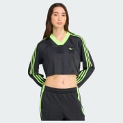 adidas Adicolor Soccer Jacquard Crop Long-Sleeve Top - White