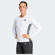 adidas Essentials Long Sleeve 3-Stripes Workout Top - White