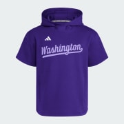 adidas Washington Huskies Dugout Short Sleeve Hoodie - Purple