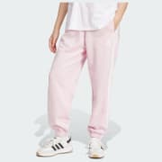 adidas Essentials 3-Stripes Fleece Loose-Fit Pants - Pink | Free