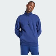 adidas ALL SZN Fleece 1/4-Zip Crew Sweatshirt - Blue | Free