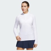 adidas Ultimate365 Solid Quarter-Zip Mock Polo Shirt - White