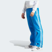 ★adidas★ FOU LEATHER 3S FIREBIRD TRACK PANTS BLUE IZ4040 adidas Faux Leather Adicolor 3-Stripes Firebird Track Suit