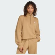 adidas Essentials 1/2 Zip Fleece Sweatshirt - Brown | Free
