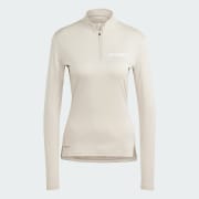 adidas TERREX Multi Half-Zip Long Sleeve Tee - Beige | Free