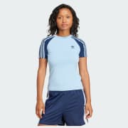 ★adidas★ Adicolor 3S Raglan Tee JD4969 adidas Adicolor 3-Stripes Raglan Slim T-Shirt - Blue | adidas UK