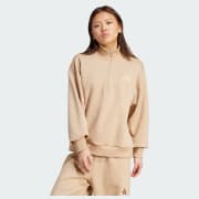 adidas ALL SZN Fleece Loose Quarter-Zip Sweatshirt - Brown