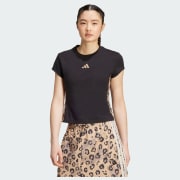 adidas Animal Print 3-Stripes Tee - Black | Free Shipping
