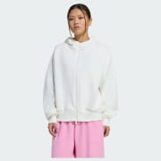 adidas SOFT LUX FULL-ZIP HOODIE - White | Free Shipping with adiClub