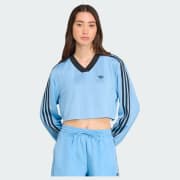 adidas Adicolor Soccer Jacquard Crop Long-Sleeve Top - Blue