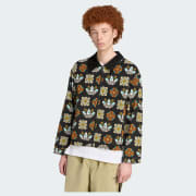 adidas Monogram Allover Print Loose Coach Jacket - Black