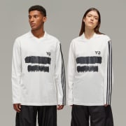 【使い勝手の良い】 Long Logo Graphic Y-3 adidas Sleeve Free | White - Tee トップス