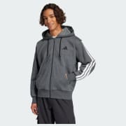 adidas Essentials 3-Stripes Fleece Hoodie - Grey | Free