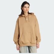 adidas Essentials Oversized Fleece Hoodie - Brown | Free