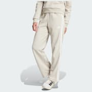 Essentials 3-Stripes Open Hem French Terry Pants - Beige