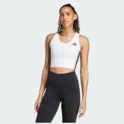 adidas Train Essentials 3-Stripes Crop Tank Top - White