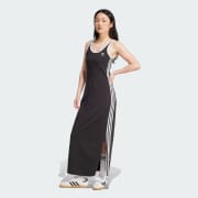 adidas スタイリッシュ オリジナルズ マキシドレス Vネック adidas Adicolor 3-Stripes Tank Maxi Dress - Black | Free