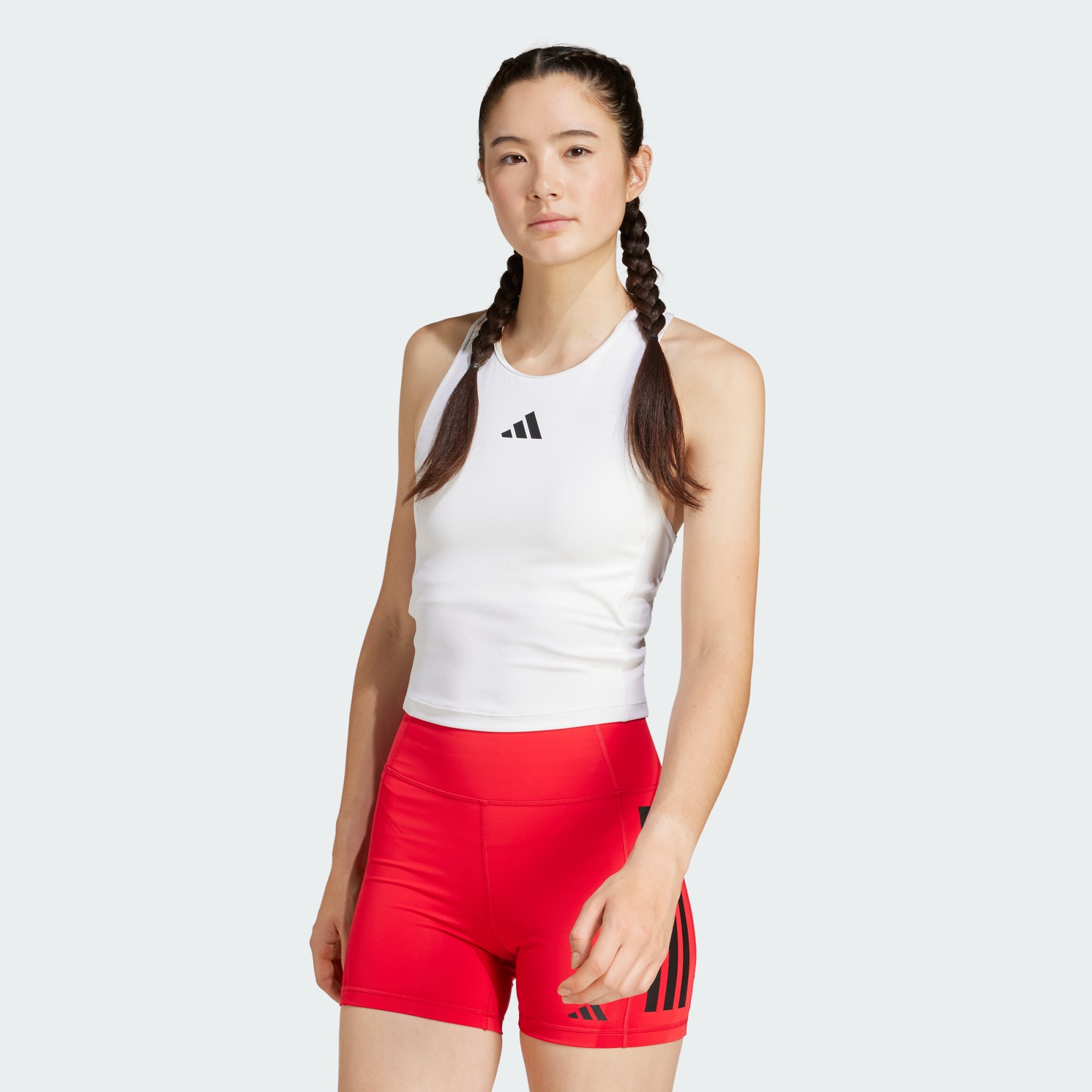 Canotta Power 3 Stripes Racerback Bra Bianco JG6183 21 model