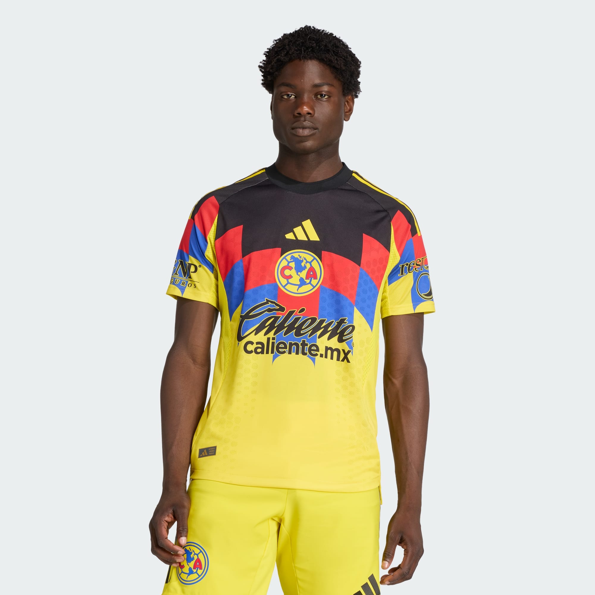 Model wearing the front of the Club América 2025-26 Home Authentic Jersey.