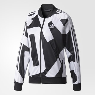 womens black and white adidas track jacket