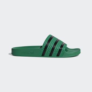 green and black adidas slides