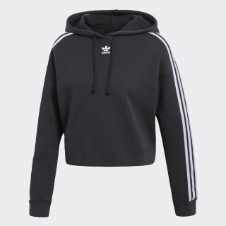 adidas 3 stripe crop hoodie