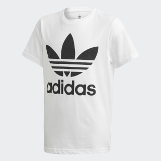 white adidas t shirt with black logo