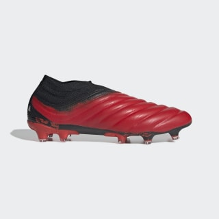 red laceless football boots