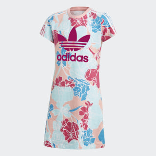 Adidas Originals T Shirt Kleid Mit Dreiblatt Logo In Rosa Batik Asos
