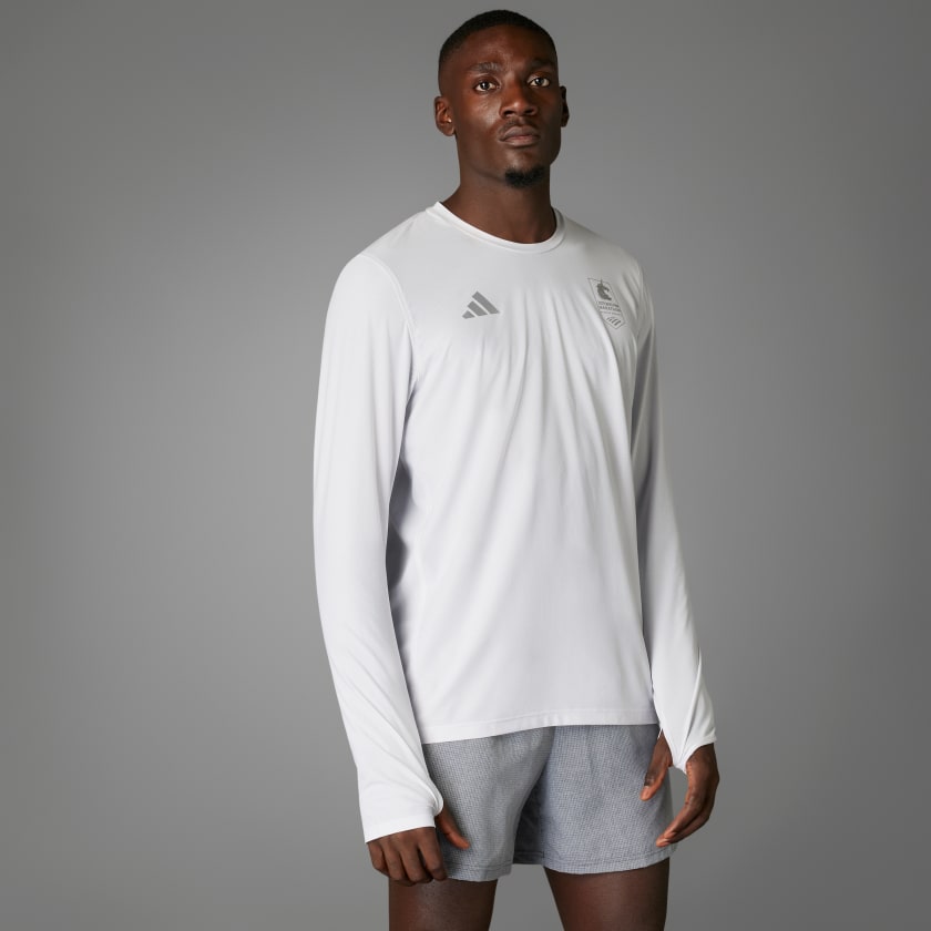 adidas Boston Marathon® 2025 Own the Run Long Sleeve Tee - Grey | Free  Shipping with adiClub | adidas US
