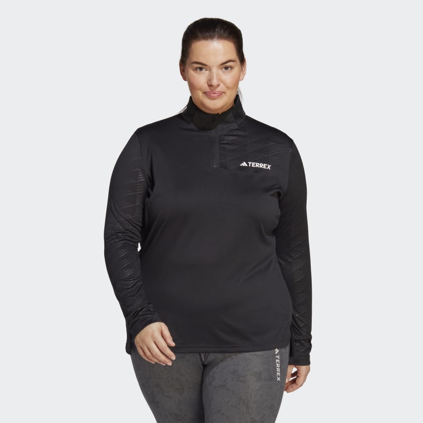 adidas TERREX Multi Half-Zip Long Trail Black Sleeve Tee Size) Women\'s | (Plus - adidas | US Running