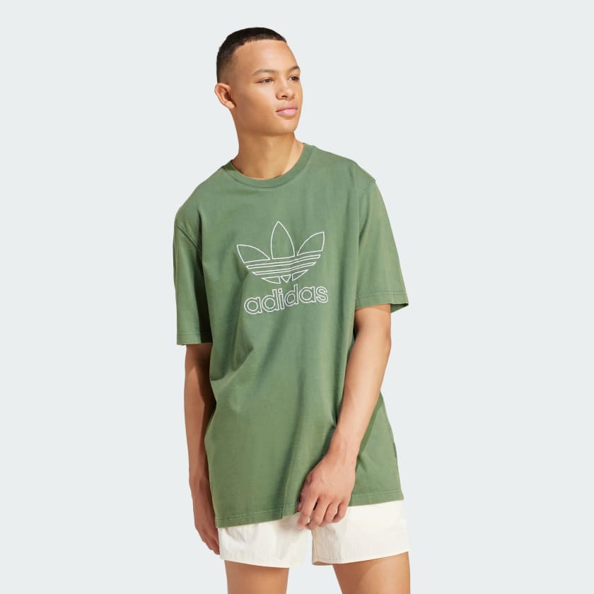 adidas Adicolor Outline Trefoil T shirt groen adidas Belgium