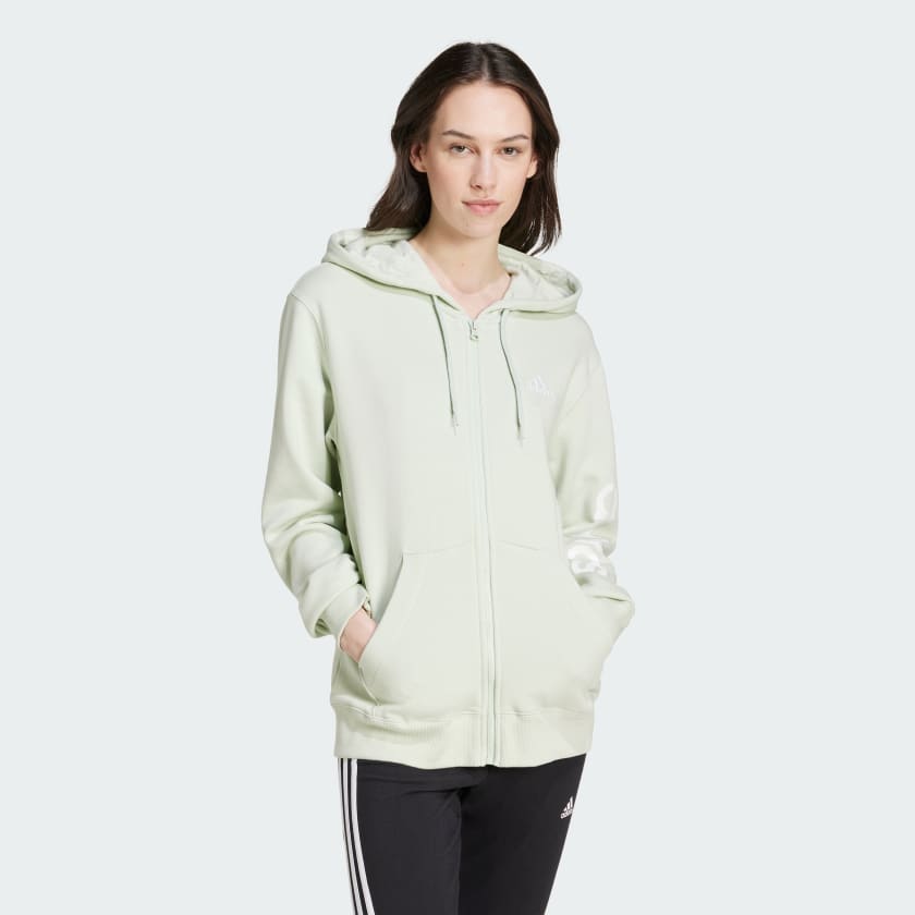 adidas Essentials Linear Full Zip French Terry Hoodie Green adidas Finland