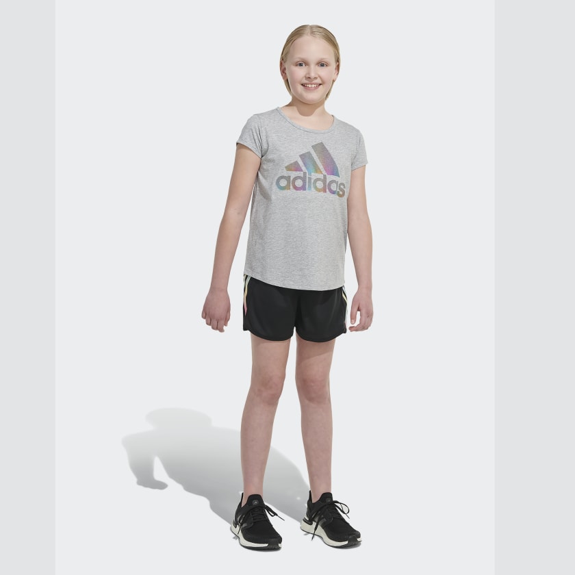 🩳 adidas Gradient Stripe Mesh Shorts (Extended Size) - Black, Kids'  Training