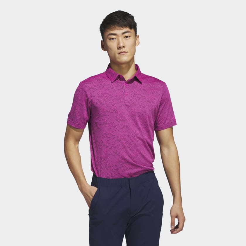 adidas Textured Jacquard Golf Polo Shirt - Pink | Free Shipping with ...