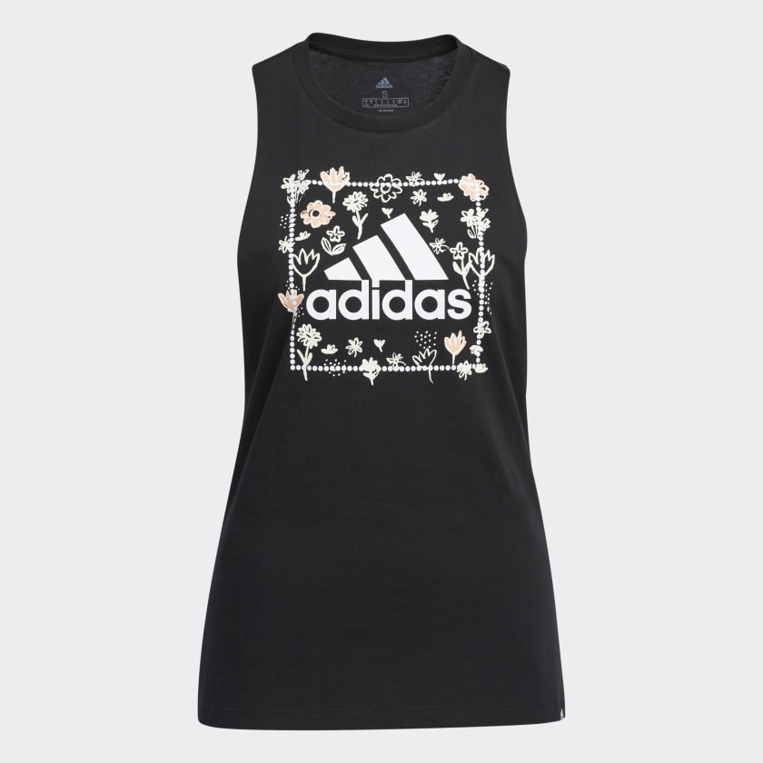 adidas Soft Floral Box Graphic Tank Top Black adidas Australia