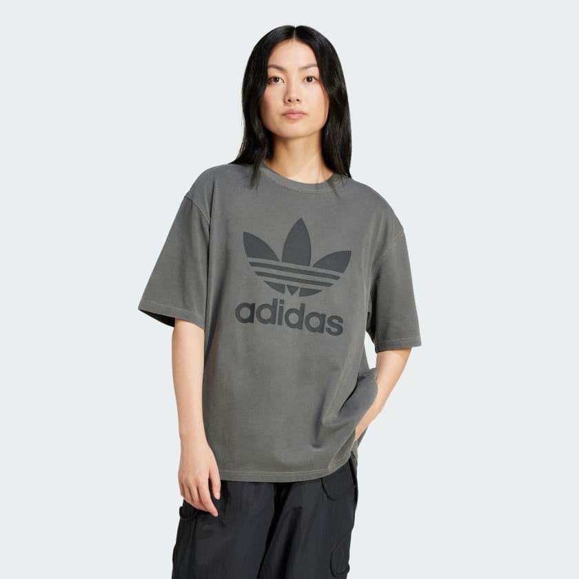adidas Washed Trefoil T shirt Zwart adidas Offici le Shop